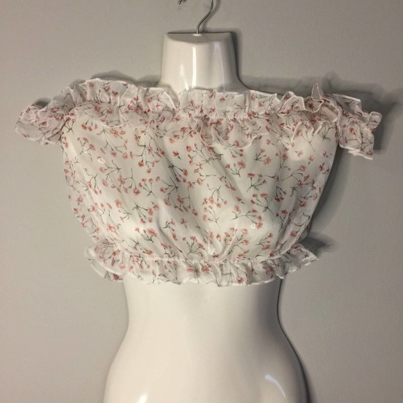 Dolls Kill Tops - Dolls Kill Floral Off The Shoulder Crop